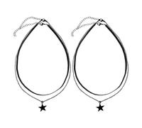 Collana in 2 pezzi con ciondolo a forma di stella, ciondolo a forma di pentagramma, dolce e alla moda, elegante catena a forma di clavicola impilata, adatta per appuntamenti, viaggi e uso quotidiano,