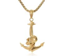 Collana in acciaio con ancora e teschio