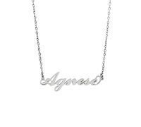 Collana in acciaio con il nome per donna regolabile colore argento anallergica girocollo regolabile (Agnese)