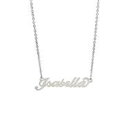 Collana in acciaio con il nome per donna regolabile colore argento anallergica girocollo regolabile (Isabella)