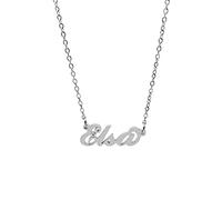 Collana in acciaio con il nome per donna regolabile colore argento anallergica girocollo regolabile (Elsa)