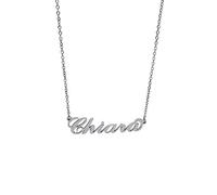 Collana in acciaio con il nome per donna regolabile colore argento anallergica girocollo regolabile (Chiara)