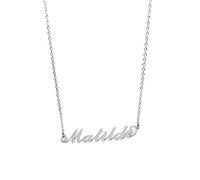 Collana in acciaio con il nome per donna regolabile colore argento anallergica girocollo regolabile (Matilde)