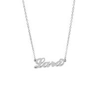 Collana in acciaio con il nome per donna regolabile colore argento anallergica girocollo regolabile (Lara)