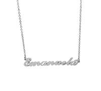 Collana in acciaio con il nome per donna regolabile colore argento anallergica girocollo regolabile (Emanuela)