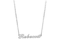 Collana in acciaio con il nome per donna regolabile colore argento anallergica girocollo regolabile (Rebecca)