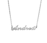 Collana in acciaio con il nome per donna regolabile colore argento anallergica girocollo regolabile (Andrea)