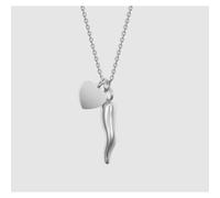 COLLANA IN ACCIAIO CUORE E CORNETTO PORTA FORTUNA