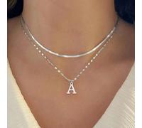 Collana in acciaio inossidabile a doppio strato da donna, 26 lettere in oro e argento, stile di moda europeo e americano, gioielleria all'ingrosso L,M,S,H,A,T,O,X,B,C,D,E,F,G,I,J,K,N,P,Q,R,U,V,W,Y,ZAc
