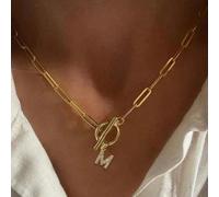 Collana in acciaio inossidabile con 26 lettere ciondoli, collana con ciondoli in zirconia cubica per donne all'ingrosso L,M,S,H,A,T,O,X,B,C,D,E,F,G,I,J,K,N,P,Q,R,U,V,W,Y,ZAcciaio inossidabile