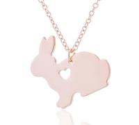 Collana in acciaio inox con ciondolo a forma di coniglietto a forma di cuore, per donne e adolescenti, con ciondolo a forma di coniglio, collana regolabile, delicata alla moda, per Pasqua, vacanze