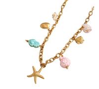 Collana in acciaio inox regolabile con ciondolo a tema marino, unisex, gioielli alla moda per regalare gioielli in vacanza al mare, Misura unica, come descritto