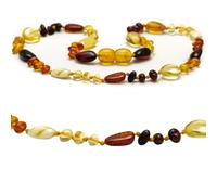 Collana in ambra fatta a mano, gioielli in vera ambra naturale per donne, uomini e adolescenti, collana unisex, ambra baltica, idea regalo, portafortuna, collana con pietre preziose, 33 CM, Ambra