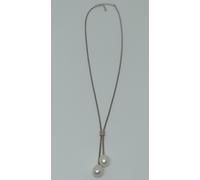 COLLANA IN ARGENTO 925 2 FILI SFALZATO E PERLE GOCCIA (AMFC0161)