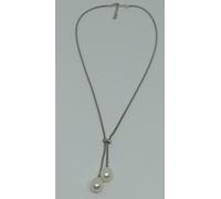 COLLANA IN ARGENTO 925 2 FILI SFALZATO PASSANTE ZIRCON E PERLE GOCCIA (AMFC0162)