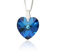 Collana in argento 925 Argento con 14 mm SWAROVSKI® ELEMENTS Ciondolo a forma di cuore, colore Bermuda Blue, argento, cod. 620214001BBLKS42