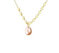 Collana in argento 925, collana in oro a forma di stelle e perle ciondolo da donna alla moda elegante, 400+50 x 9.31MM, Perla