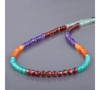 Collana In Argento 925 Con Catena Di Perle Multicolore In Ametista E Granato