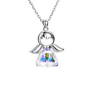 Collana in argento 925 con ciondolo a forma di angelo per donne,collana di angeli custodi con cristalli scintillanti, gioielli dell'amicizia per bambini ragazze donna regalo per il battesimo comunione