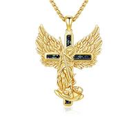 Collana in argento 925 con ciondolo a forma di croce dell'Arcangelo Michele | argento sterling 925, combinazione con medaglia e croce, incisione dettagliata, ipoallergenico, gioiello unisex