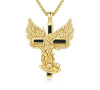 Collana in argento 925 con ciondolo a forma di croce dell'Arcangelo Michele | argento sterling 925, combinazione con medaglia e croce, incisione dettagliata, ipoallergenico, gioiello unisex