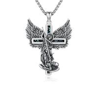 Collana in argento 925 con ciondolo a forma di croce dell'Arcangelo Michele | argento sterling 925, combinazione con medaglia e croce, incisione dettagliata, ipoallergenico, gioiello unisex