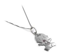 Collana in Argento 925 Con Ciondolo Bebè Girl Con Ciuccio In Zircone Rosa Argento