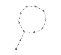 Collana in argento 925 con perle di temperamento retrò design maglione catena femminile High-End lunga collana, Metallo, Zirconia cubica