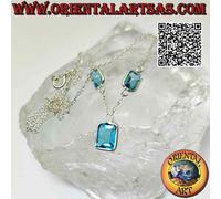 Collana in argento 925 ‰ girocollo a catenina con tris di topazio rettangolare
