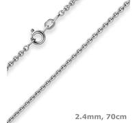 Collana In Argento 925 Rodiato Con Catena A Anello Da 2,4 Mm Lunga 70 Cm