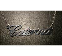 COLLANA IN ARGENTO 925 RODIATO CON NOME+ZIRCONE+ASTUCCIO TUTTI I NOMI POSSIBILI