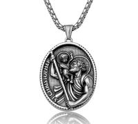 Collana in argento con ciondolo di San Cristoforo, patrono