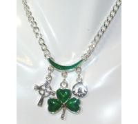 Collana In Argento Con Croce Celtica Claddagh E Trifoglio Verde Irlandese K4