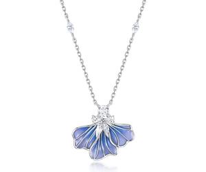 Collana in argento con Iris smaltato, set di diamanti di lusso chiaro collana squisita, gioielli da sogno e dolce, adatti per il pendolarismo quotidiano, feste di dating, vestirsi in stile letterario
