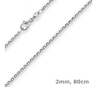 Collana In Argento Con Perline Di 2Mm In Argento 925 Rutenato 80Cm