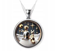 Collana in argento Il Piccolo Principe con Volpe Ragazzo Volpe Smalto Nero ARGEN