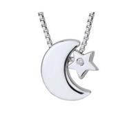 Collana in argento luna e stella con diamante TS-PN-0057