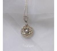 Collana in Argento S925 con Pendente in Madreperla e Perla Grigia Naturale