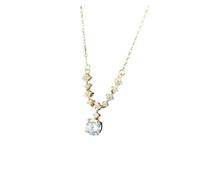 Collana in argento S999 con ciondolo in zircone e catena for clavicola, regalo di compleanno for gli innamorati e San Valentino(S999 Golden)