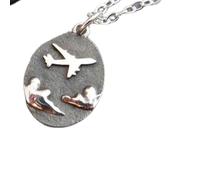 Collana in argento sterling 925 con aereo che vola tra le nuvole. Viaggio in aereo. Viaggiatore. Piccolo aereo. Regalo per pilota aviatore. Ciondolo da volo | con catena da 18 pollici | Placcato