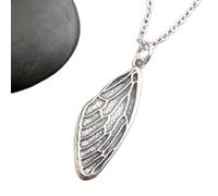 Collana in argento sterling 925 con ali di cicala. Metamorfosi. Ciondolo realistico a forma di insetto. Delicato gioiello decorativo da entomologo | con catena da 18 pollici | placcato argento |