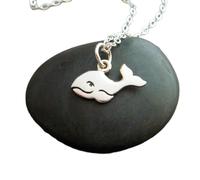 Collana in argento sterling 925 con balena, piccolo ciondolo a forma di spirito animale, oceano acquatico, focena, vita marina, gioielli da spiaggia, ciondolo natura, regalo | con catena da 18