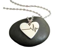 Collana in argento sterling 925 con battito cardiaco, ciondolo inciso che traccia il ritmo cardiaco, ciondolo cardiaco, regalo medico, infermiere, scienza, anatomia | con catena da 18 pollici |