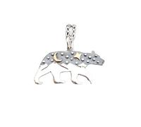 Collana in argento sterling 925 con catena montuosa, ciondolo in bronzo con luna, stelle, spirito selvaggio, animale del bosco, spirito feroce, coraggio, forza | con catena da 18 pollici | placcato