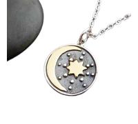 Collana in argento sterling 925 con cielo notturno. Accendino in bronzo a forma di mezzaluna e stella polare. Ciondolo con universo celeste. Regalo per osservatori di stelle in metallo misto | con