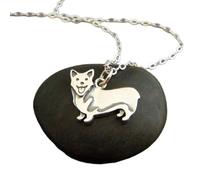 Collana in argento sterling 925 con ciondolo a forma di cane Corgi, piccolo animale domestico, razza gallese, regalo per il proprietario, gioiello delicato e delicato | con catena da 18 pollici |