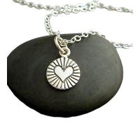 Collana in argento sterling 925 con ciondolo a forma di cuore inciso a strisce, grazioso, delicato, piccolo, semplice, romantico, regalo per tutti i giorni | con catena da 18 pollici | placcato