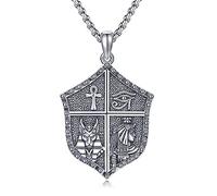 Collana in argento Sterling 925 con ciondolo a forma di occhio di Anubi Ankh, occhio di Horus e Iside della dea dell'Egitto, amuleto, idea regalo per uomini e donne