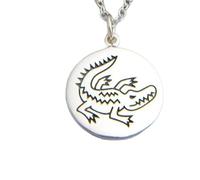 Collana in argento sterling 925 con coccodrillo. Ciondolo con animale spirituale. Ciondolo con animale potente. Gioielli con talismano totem coccodrillo. Regalo di meditazione per l'anima e la