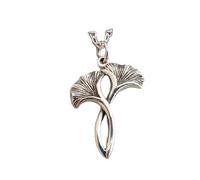 Collana in argento sterling 925 con due foglie di ginkgo. Ciondolo fossile vivente, piccola foglia, ciondolo realistico, natura, albero della foresta di Biloba | con catena da 18 pollici | placcato